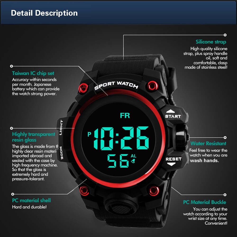 2018 New Arrivals Watches Male Female Luxury Men Analog Digital Military Army Sport LED Waterproof Wrist Watch Clock