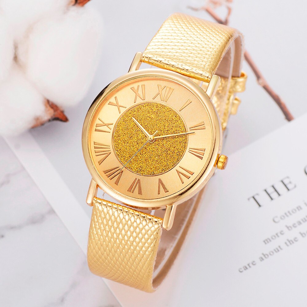 Casual Women Dress Watch Stainless Steel Clock Luxury Brand Female Crystal Quartz Wrist Watch Big Gold Dial ladies watch
