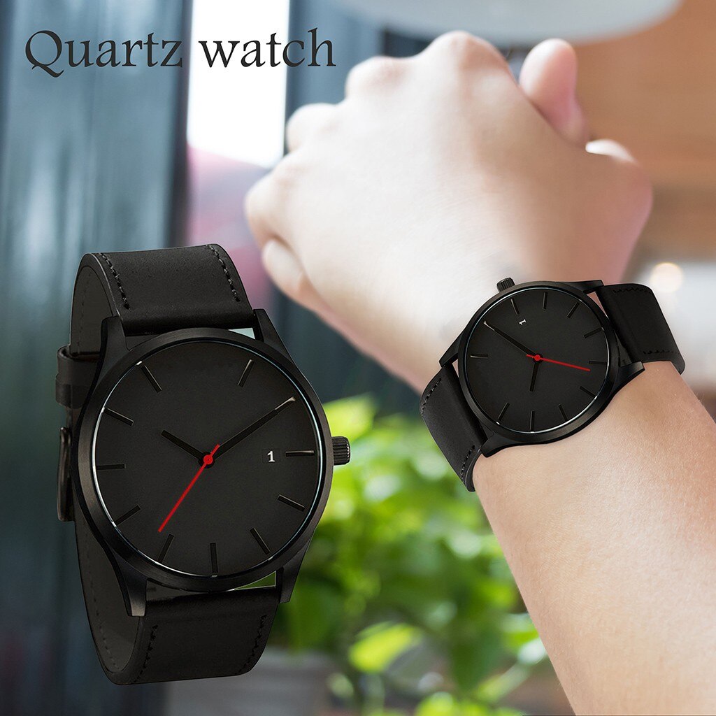 Couple Fashion Leather Band Analog Quartz Round Wrist Business men's watch New relogio masculino curren watch men часы мужские#6