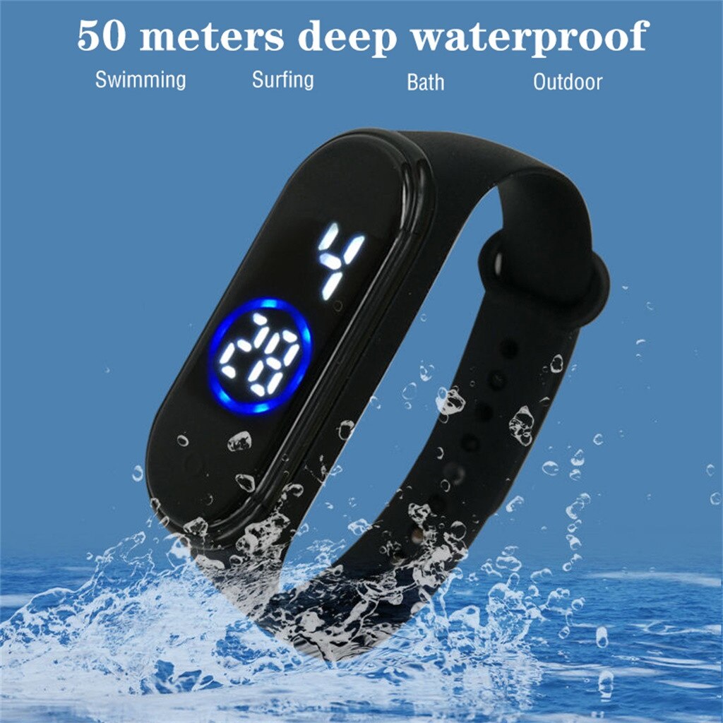Fashion 50M Waterproof Digital LED Sports Watch Unisex Silicone Band sports Watch Men And Women Bracelet Children Wrist #2