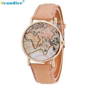Fashion Women's World Map Leather Strap Analog Quartz Wrist Watch Casual Women Ladies Dress Watches Female Clock dropshipping