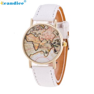 Fashion Women's World Map Leather Strap Analog Quartz Wrist Watch Casual Women Ladies Dress Watches Female Clock dropshipping