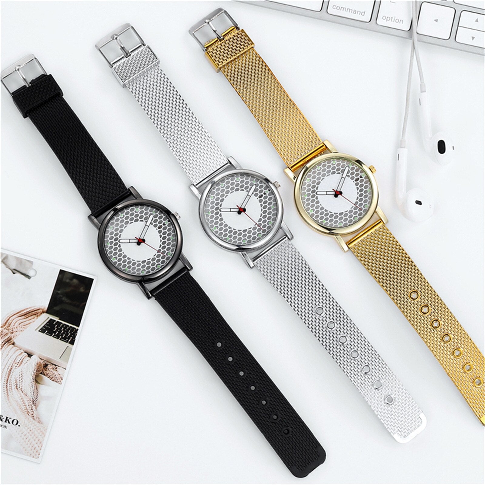 Hollow perspective luminous watch men's strap men's watch  Top Brand Luxury Quartz Casual Slim Mesh Watch Relogio Masculino#2