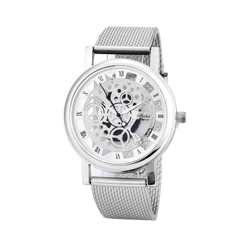 Luxury Stainless Steel Quartz Military  Plastic Band Dial Wrist Watch Men Engraving Hollow Reloj Hombre Dress Quartz watches