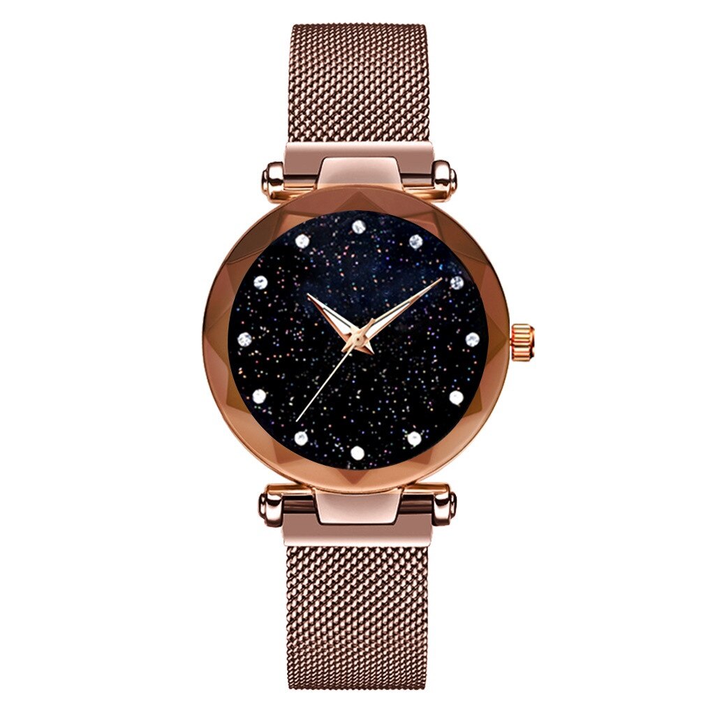 Luxury Starry Sky Stainless Steel Mesh Bracelet Watches For Women Crystal Analog Quartz Wristwatches Ladies Sports Dress Clock#4