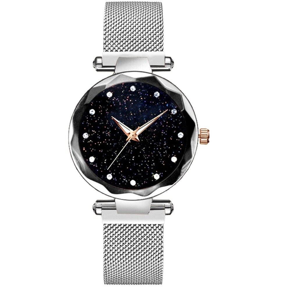 Luxury Starry Sky Stainless Steel Mesh Bracelet Watches For Women Crystal Analog Quartz Wristwatches Ladies Sports Dress Clock#4