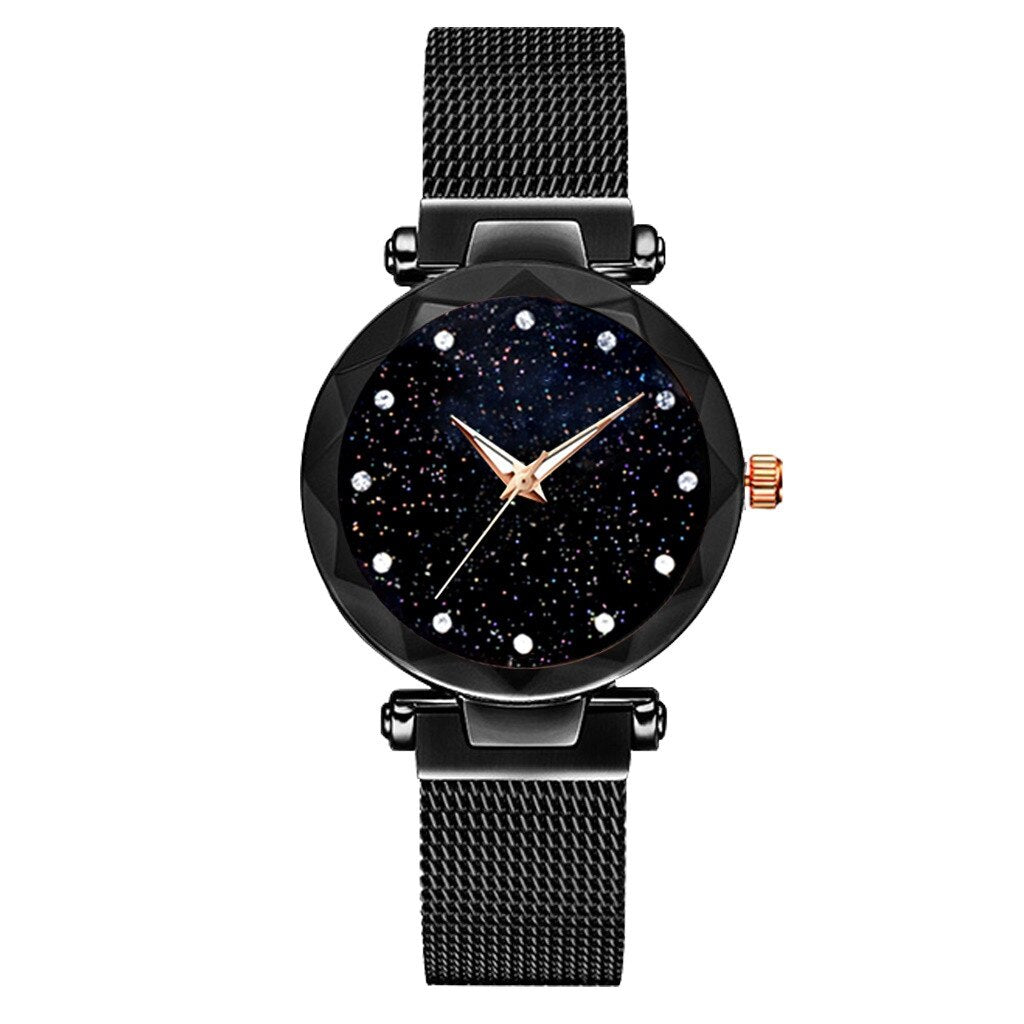 Luxury Starry Sky Stainless Steel Mesh Bracelet Watches For Women Crystal Analog Quartz Wristwatches Ladies Sports Dress Clock#4