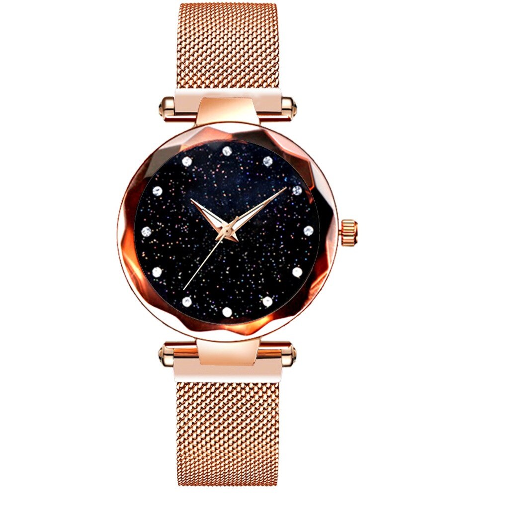 Luxury Starry Sky Stainless Steel Mesh Bracelet Watches For Women Crystal Analog Quartz Wristwatches Ladies Sports Dress Clock#4