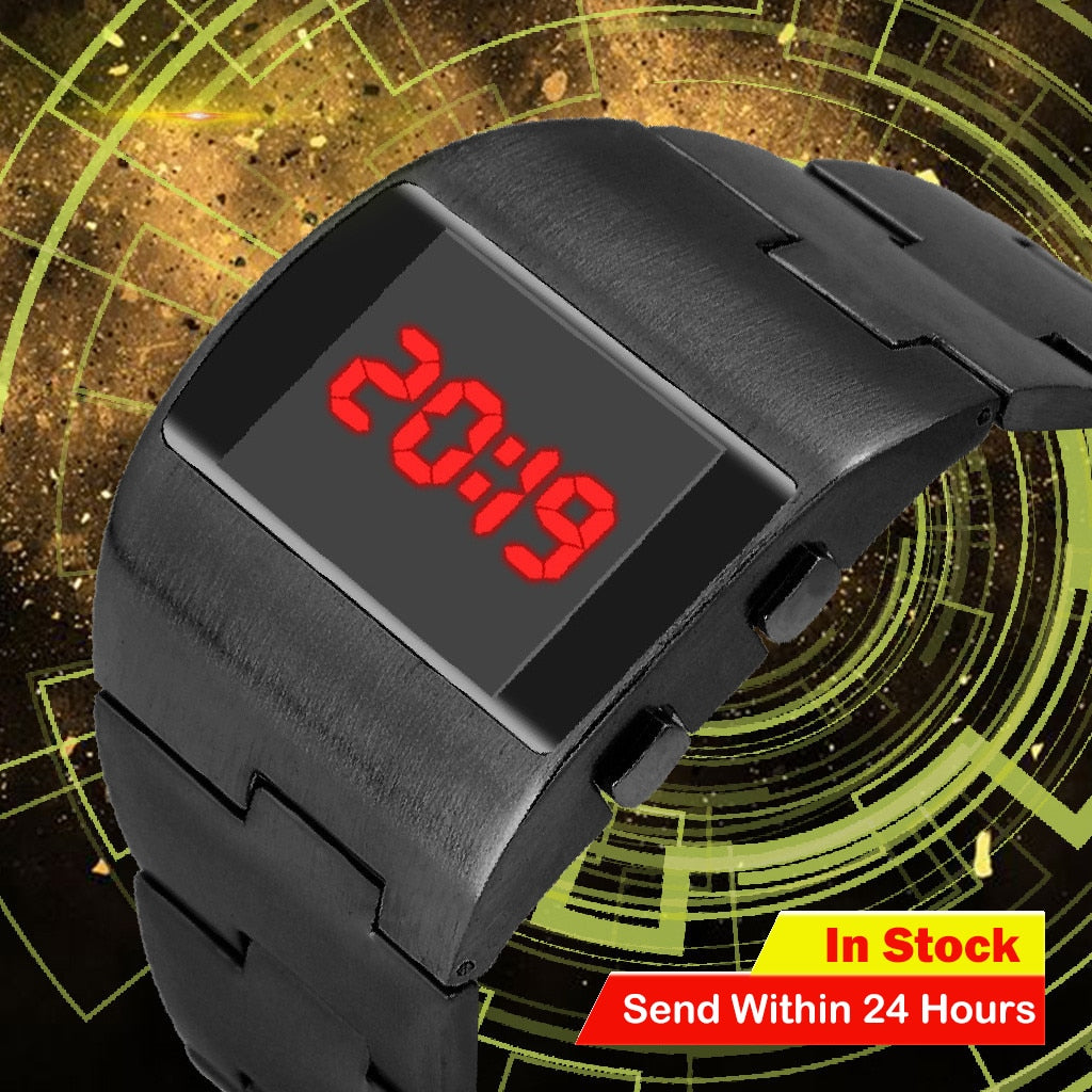 Men Multifunction Watches Waterproof Digital Watch  Cool Fashion Handsome Wide Steel Belt Monochrome Digital Electronic Watch #2