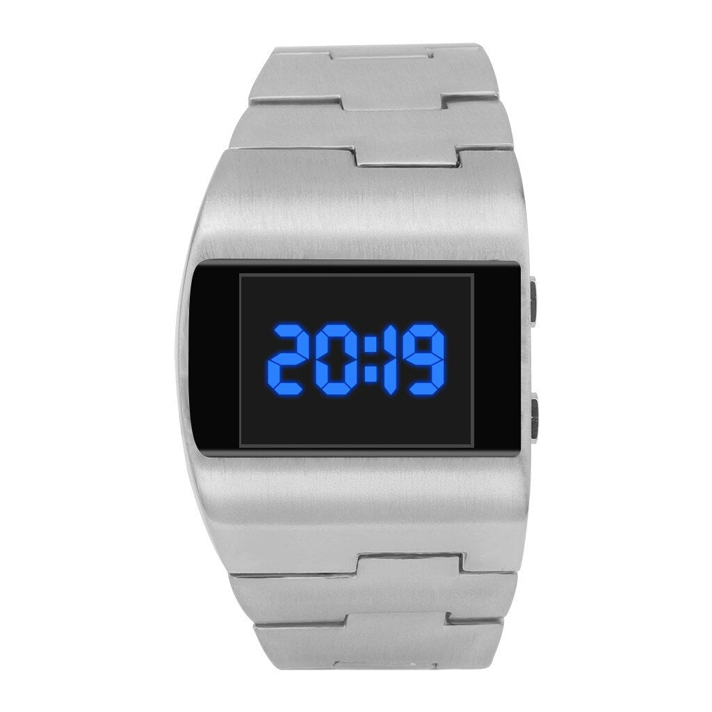 Men Multifunction Watches Waterproof Digital Watch  Cool Fashion Handsome Wide Steel Belt Monochrome Digital Electronic Watch #2