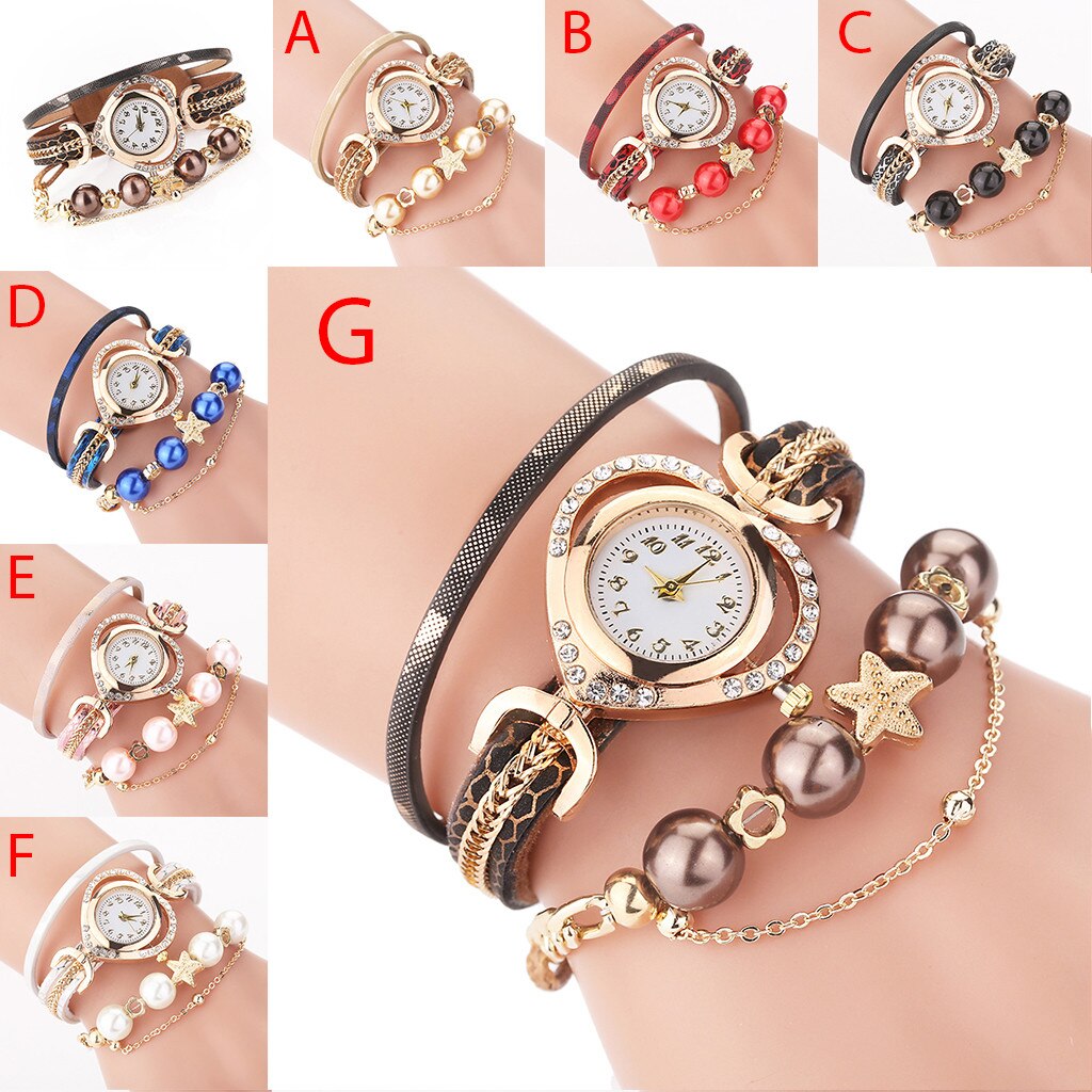 Multicolor High Quality Women Genuine Vintage Quartz Dress Watch Bracelet Wristwatches leaf gift Christmas reloj de mujer #4
