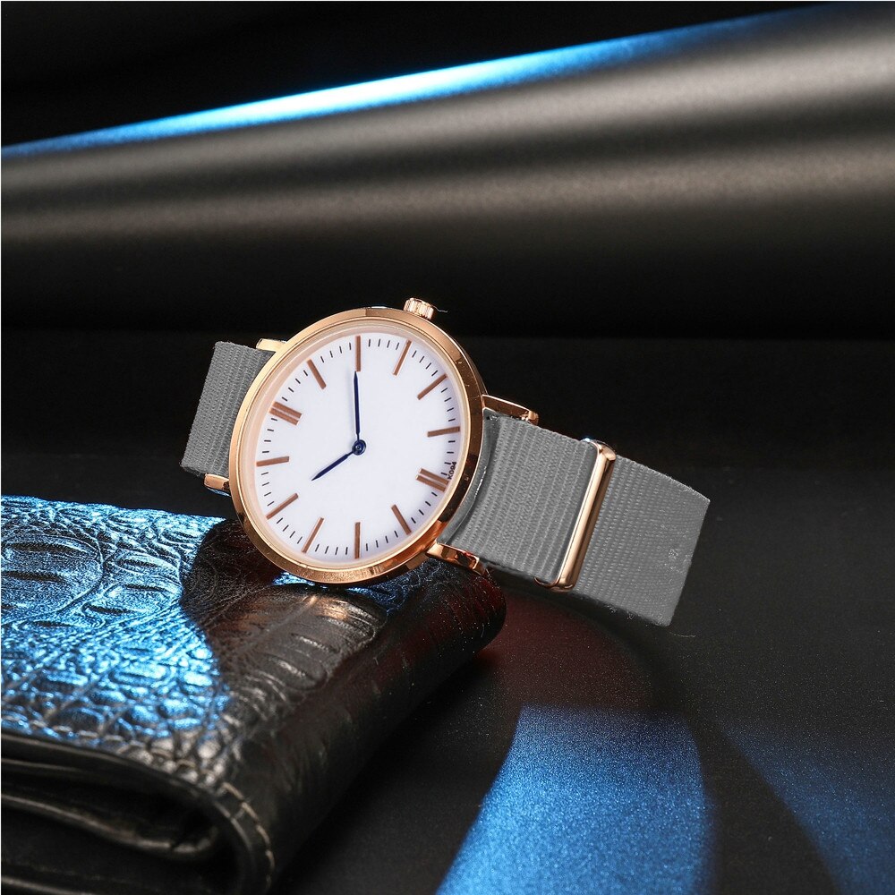 Nylon strap simple women watches Fashion Casual mens Business quartz wrist Watch Stylish Sport Watch clock montre femme
