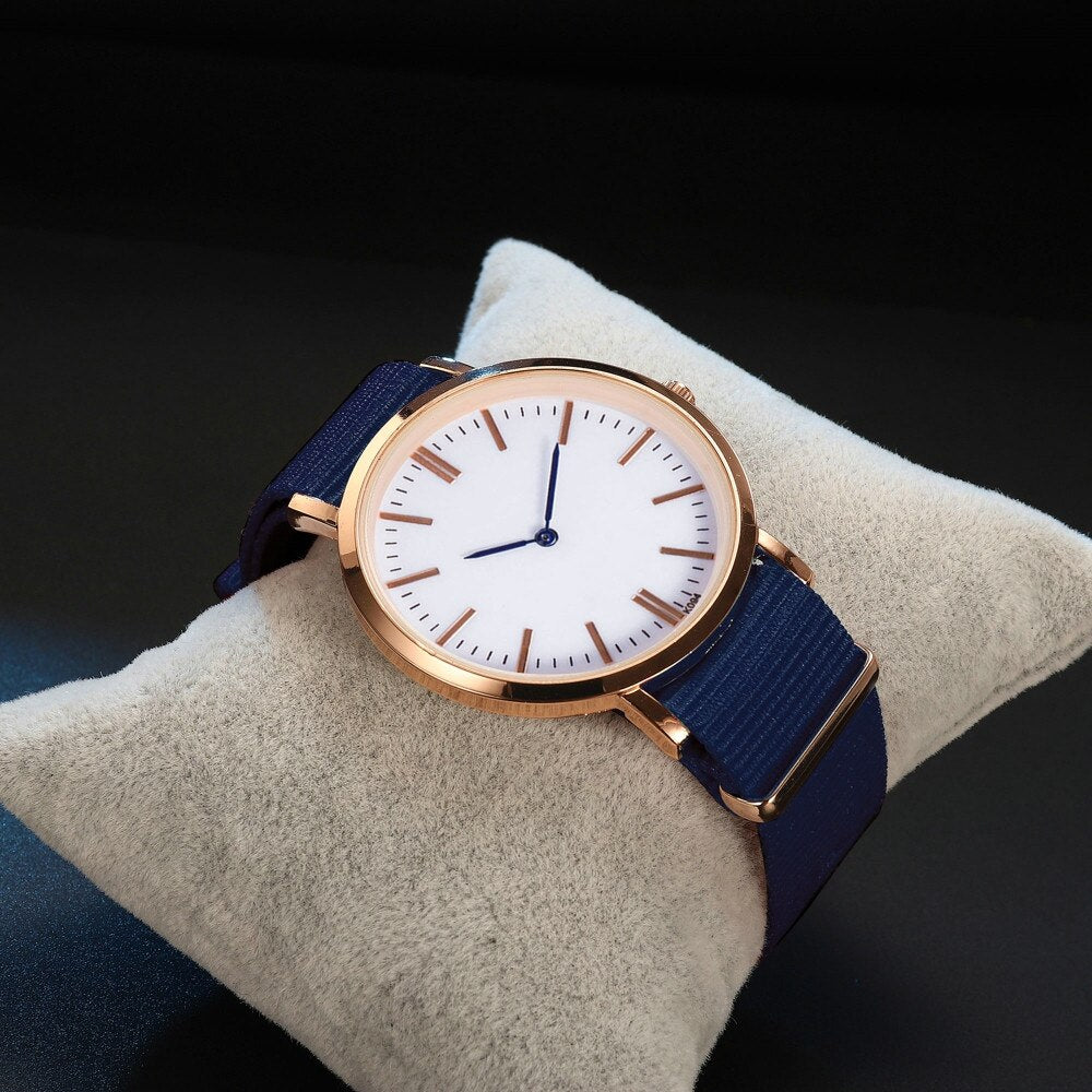 Nylon strap simple women watches Fashion Casual mens Business quartz wrist Watch Stylish Sport Watch clock montre femme