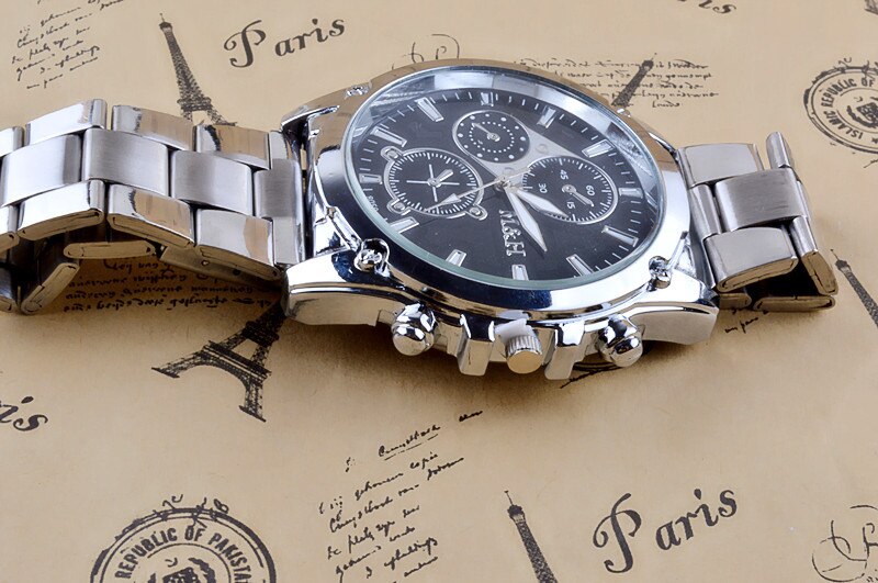 Splendid Big Face Mens Business Men Stainless Steel Band Machinery Sport Quartz Watch men clock