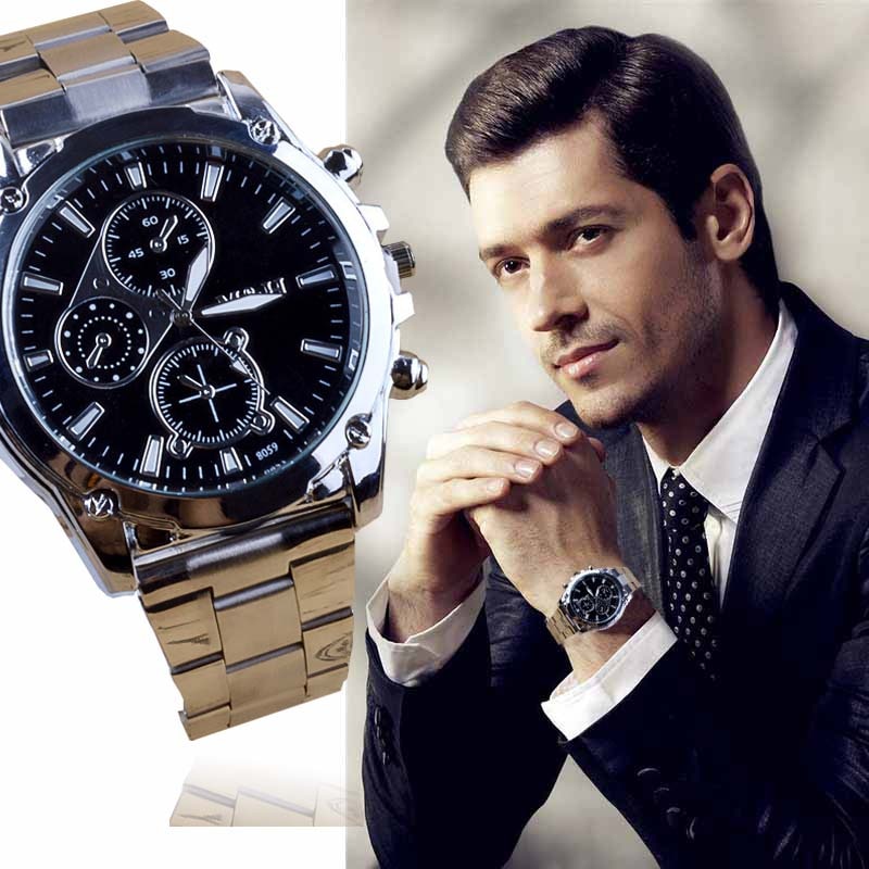 Splendid Big Face Mens Business Men Stainless Steel Band Machinery Sport Quartz Watch men clock