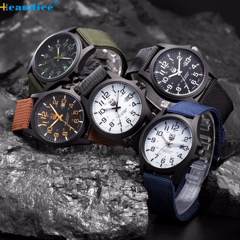 Splendid New Design XINEW Outdoor Mens Nylon Band Military Sports Analog Quartz Army Wrist Watch Clock Male relogio masculino