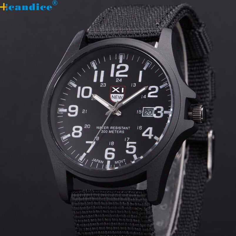 Splendid New Design XINEW Outdoor Mens Nylon Band Military Sports Analog Quartz Army Wrist Watch Clock Male relogio masculino