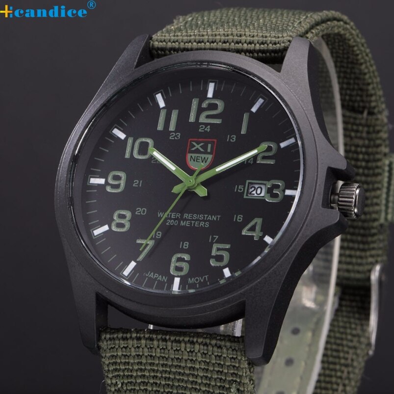 Splendid New Design XINEW Outdoor Mens Nylon Band Military Sports Analog Quartz Army Wrist Watch Clock Male relogio masculino