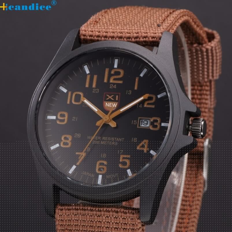 Splendid New Design XINEW Outdoor Mens Nylon Band Military Sports Analog Quartz Army Wrist Watch Clock Male relogio masculino