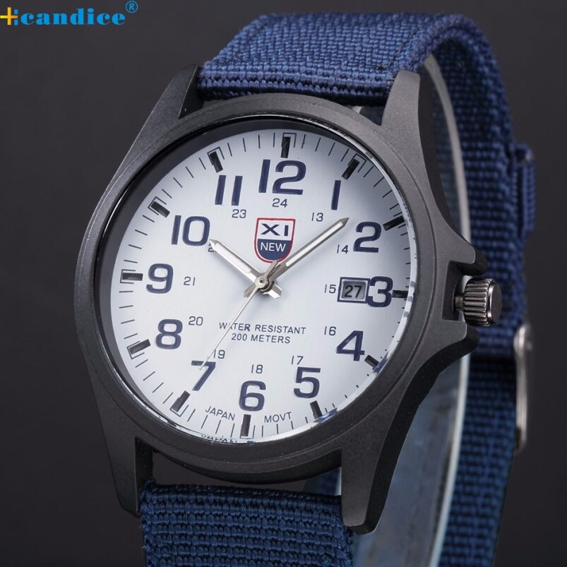 Splendid New Design XINEW Outdoor Mens Nylon Band Military Sports Analog Quartz Army Wrist Watch Clock Male relogio masculino
