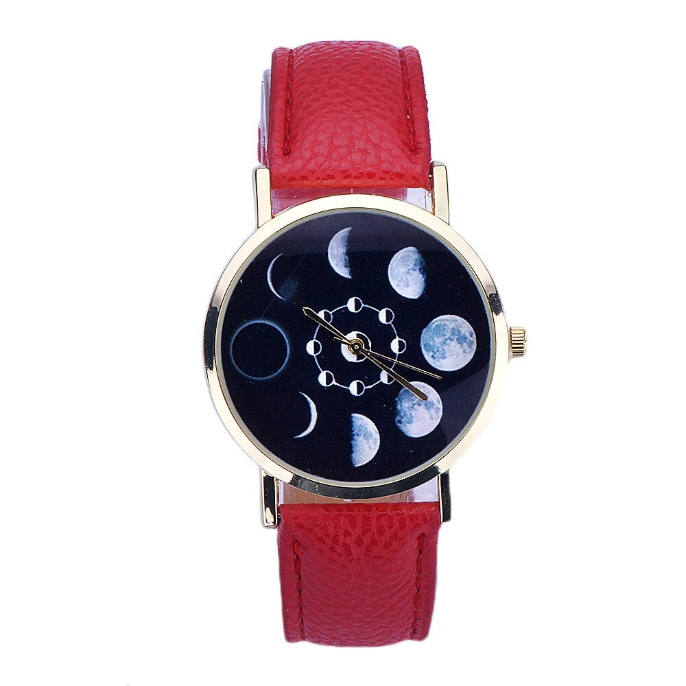 Splendid Solar Moon Phase Lunar Eclipse Watches Women 2018 Stylish Quartz Watch PU Leather Bracelet Watches Womens Clock Hours