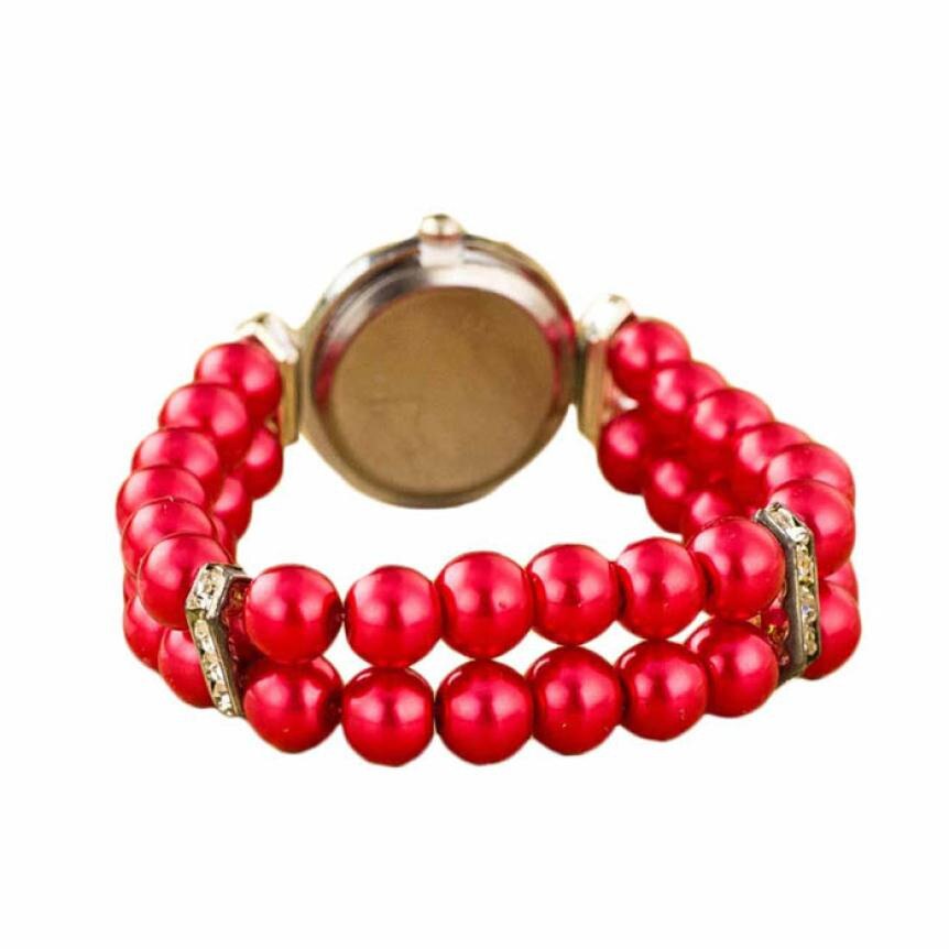 Women Students Beautiful Fashion Brand New Golden Pearl Quartz Bracelet  Charm Wrap Around Leatheroid Quartz Analog wrist watch